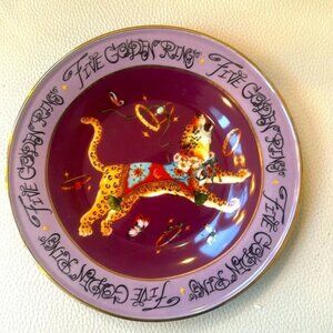 Anthropologie Phannapast Whimsical12 Days Christmas Dessert Plate 5 Golden Rings